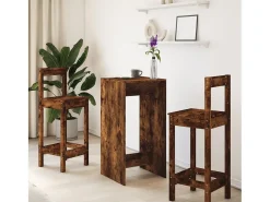 Mesa de bar de roble ahumado 51x50x103,5 cm madera de ingeniería