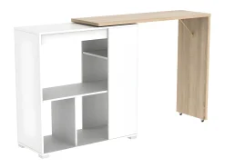 Mesa de bar extensible - Blanco y roble. SATURNE
