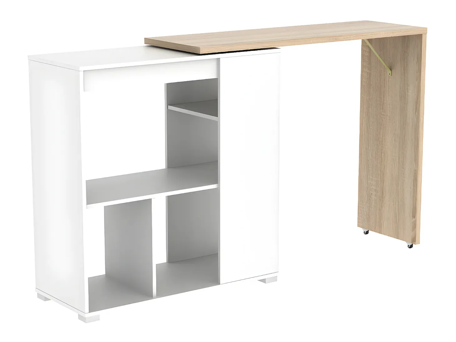 Mesa de bar extensible - Blanco y roble. SATURNE