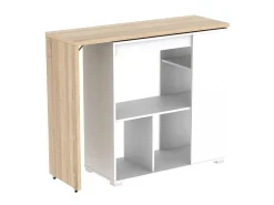 Mesa de bar extensible - Blanco y roble. SATURNE