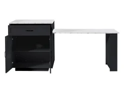 Mesa de bar extensible con almacenaje - 133-202 x 70 x 93,5 cm - con 2 cajones + 4 compartimentos - MDF - negra