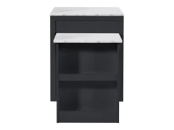 Mesa de bar extensible con almacenaje - 133-202 x 70 x 93,5 cm - con 2 cajones + 4 compartimentos - MDF - negra
