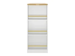 Mesa de bar giratoria con 2 puertas y 1 cajón Isla de cocina con tablero extensible (138-204)x39x104 cm - almacenaje abierto - blanco