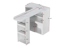 Mesa de bar giratoria con espacio de almacenamiento y para mascotas - Tapa efecto mármol - Blanco