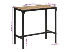 Mesa de bar madera maciza de mango rugoso 110x55x107 cm