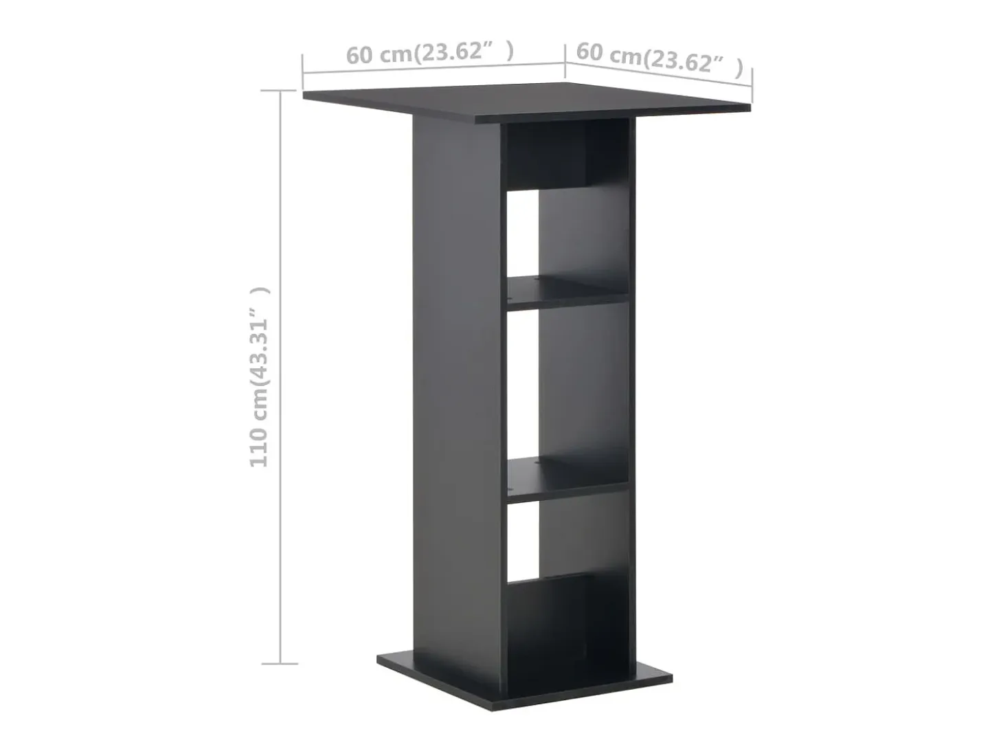Mesa de bar negra 60x60x110 cm