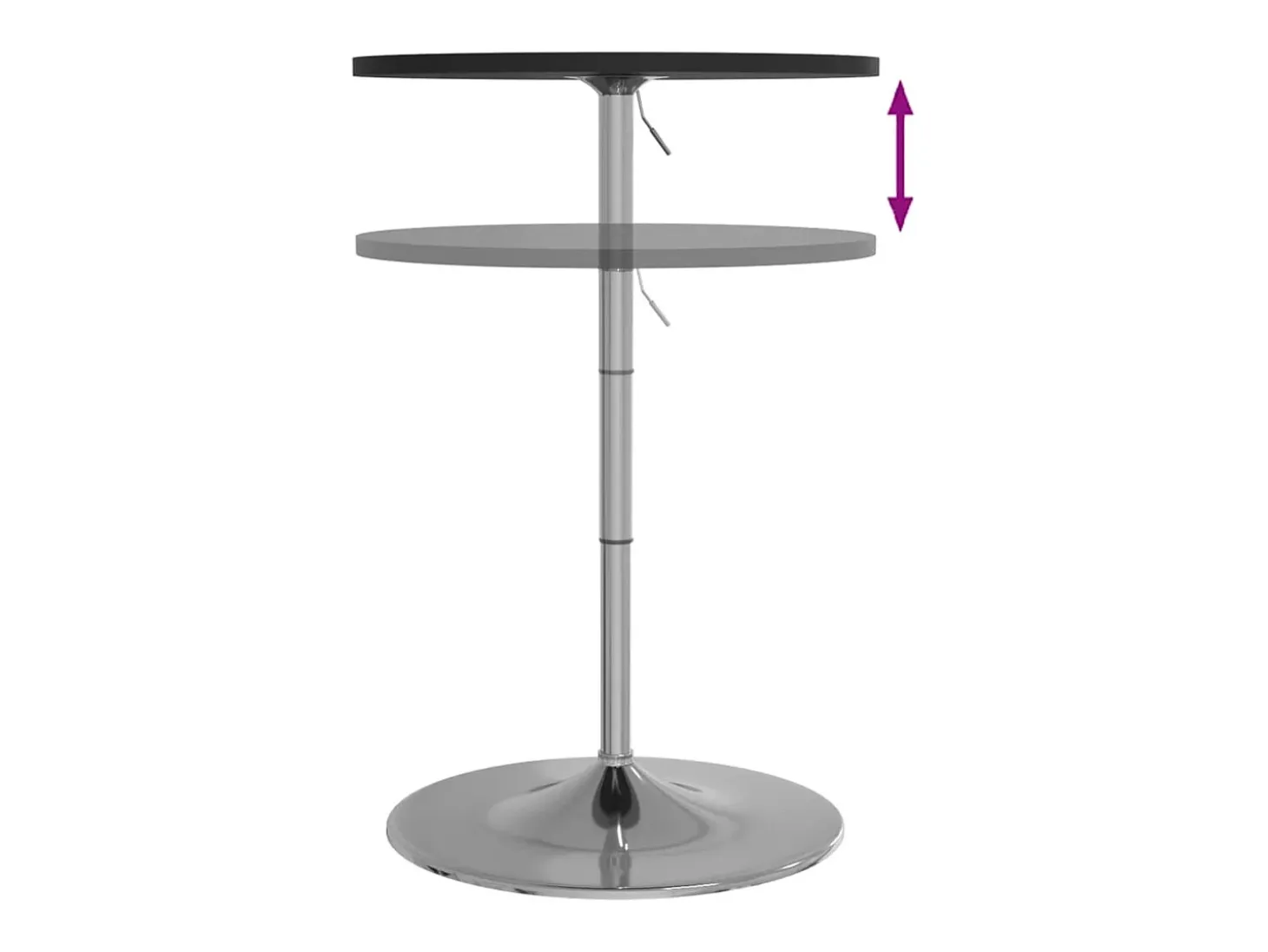 Mesa de bar negra 60x60x90 cm de madera de ingeniería y acero cromado