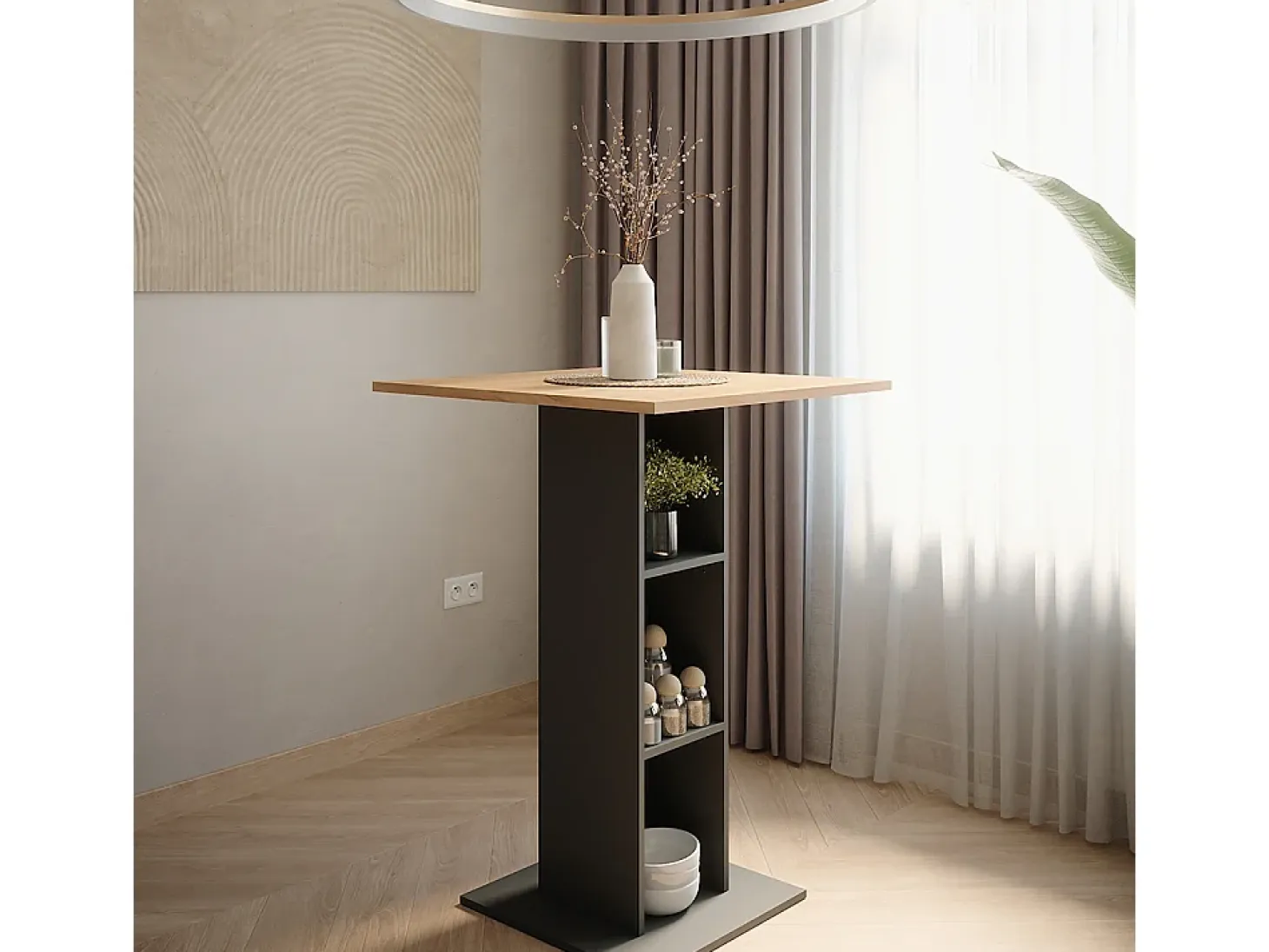 Mesa de bar oro power roble/antracita 75x75x106 repose