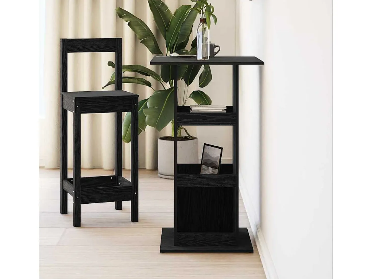 Mesa de Bar Roble Negro 60 x 60 x 100 cm Madera contrachapada