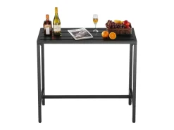 Mesa de Bar SucceBuy Alta Exterior, 100 x 37,5 cm, Mesa de Comedor Rectangular, con Tablero Impermeable, Estructura de Metal Robusta, Muebles de Jardín