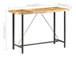 Mesa de bar 150x70x107 cm Madera de mango en bruto
