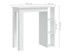 Mesa de bar y estante Blanco 102x50x103,5 cm Madera de ingeniería