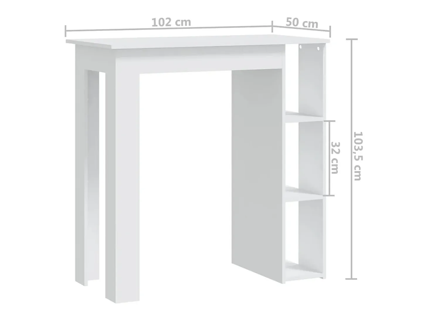 Mesa de bar y estante Blanco 102x50x103,5 cm Madera de ingeniería