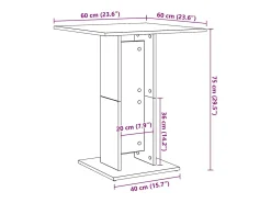 Mesa de bistró de madera de ingeniería envejecida 60x60x75 cm
