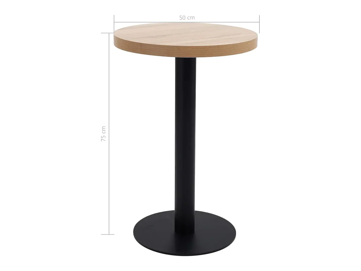 Mesa de bistró marrón claro de 50 cm de MDF