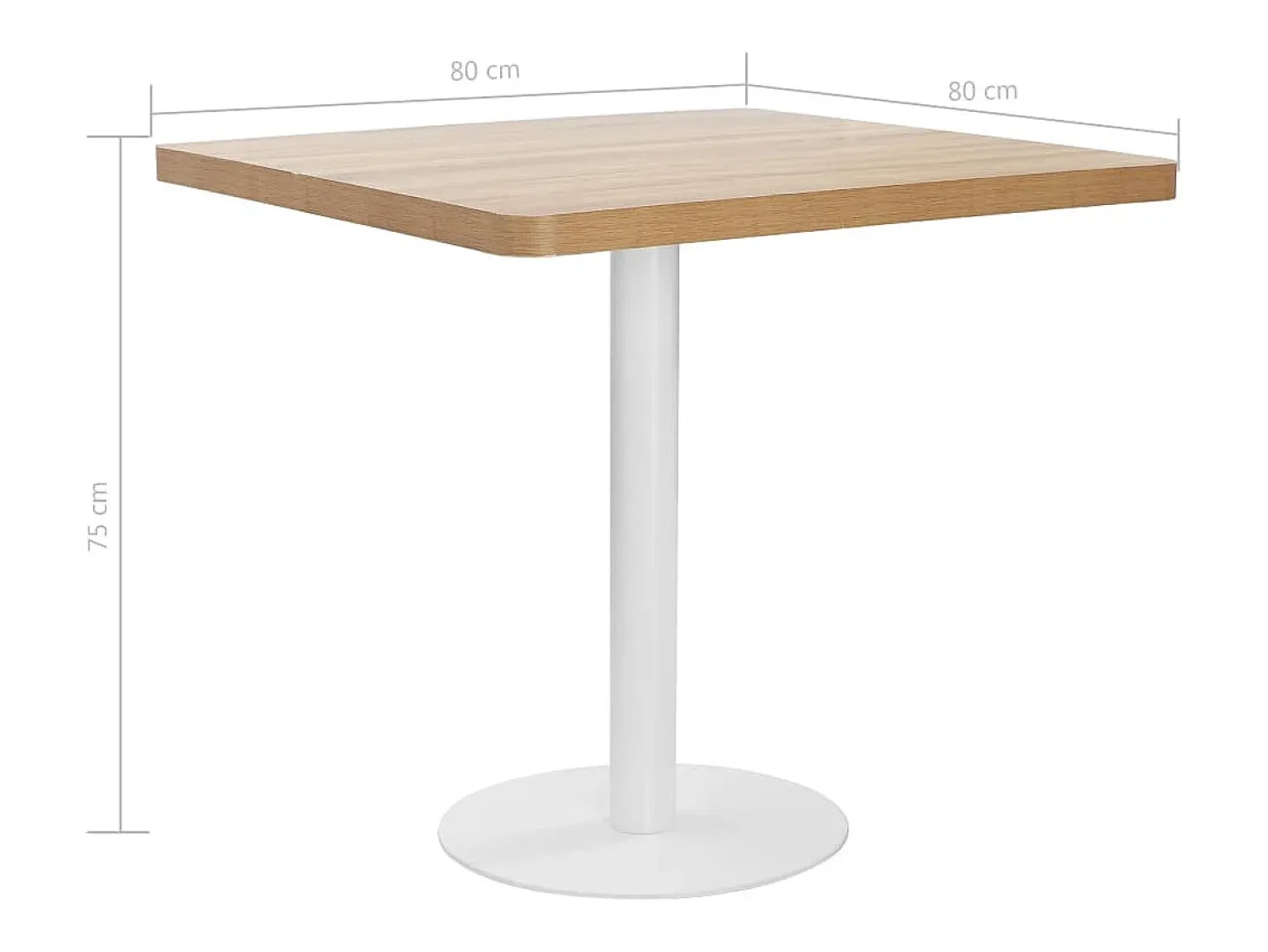 Mesa de bistró marrón claro 80x80 cm MDF