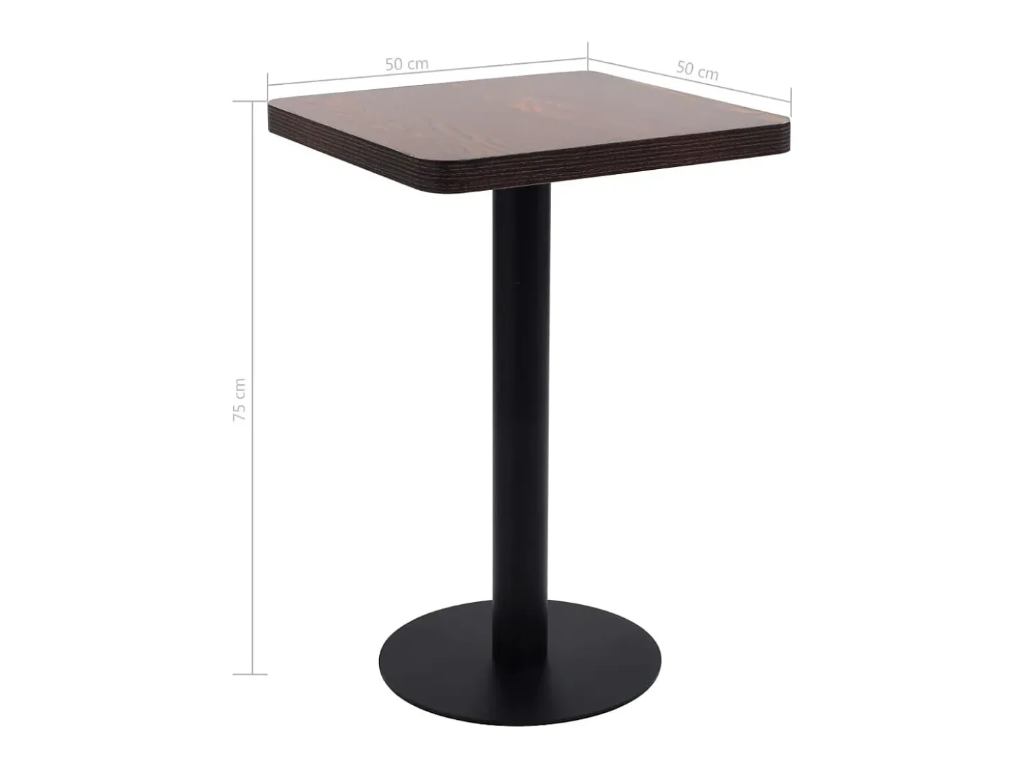 Mesa de bistró marrón oscuro 50x50 cm MDF