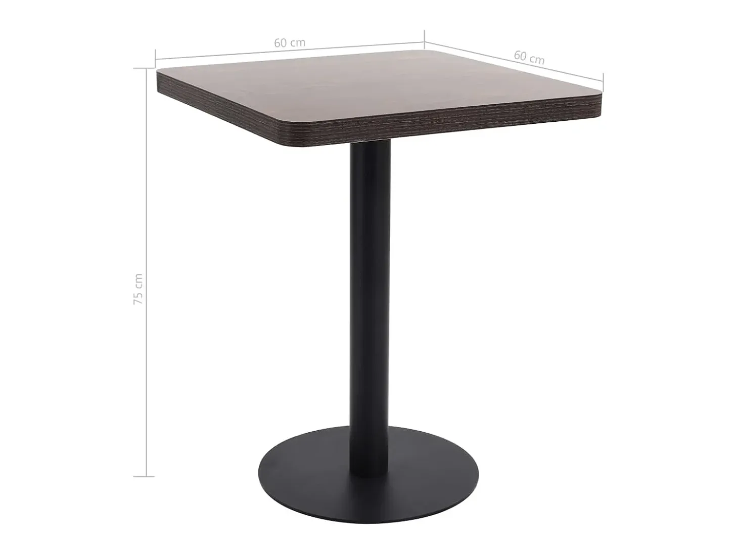 Mesa de bistró marrón oscuro 60x60 cm MDF