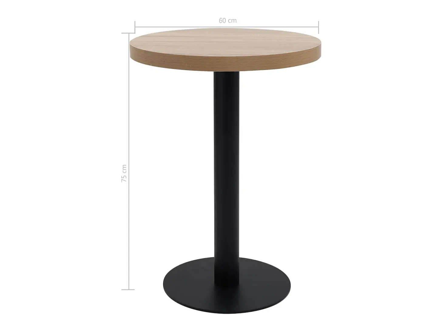 Mesa de bistró MDF marrón claro 60 cm