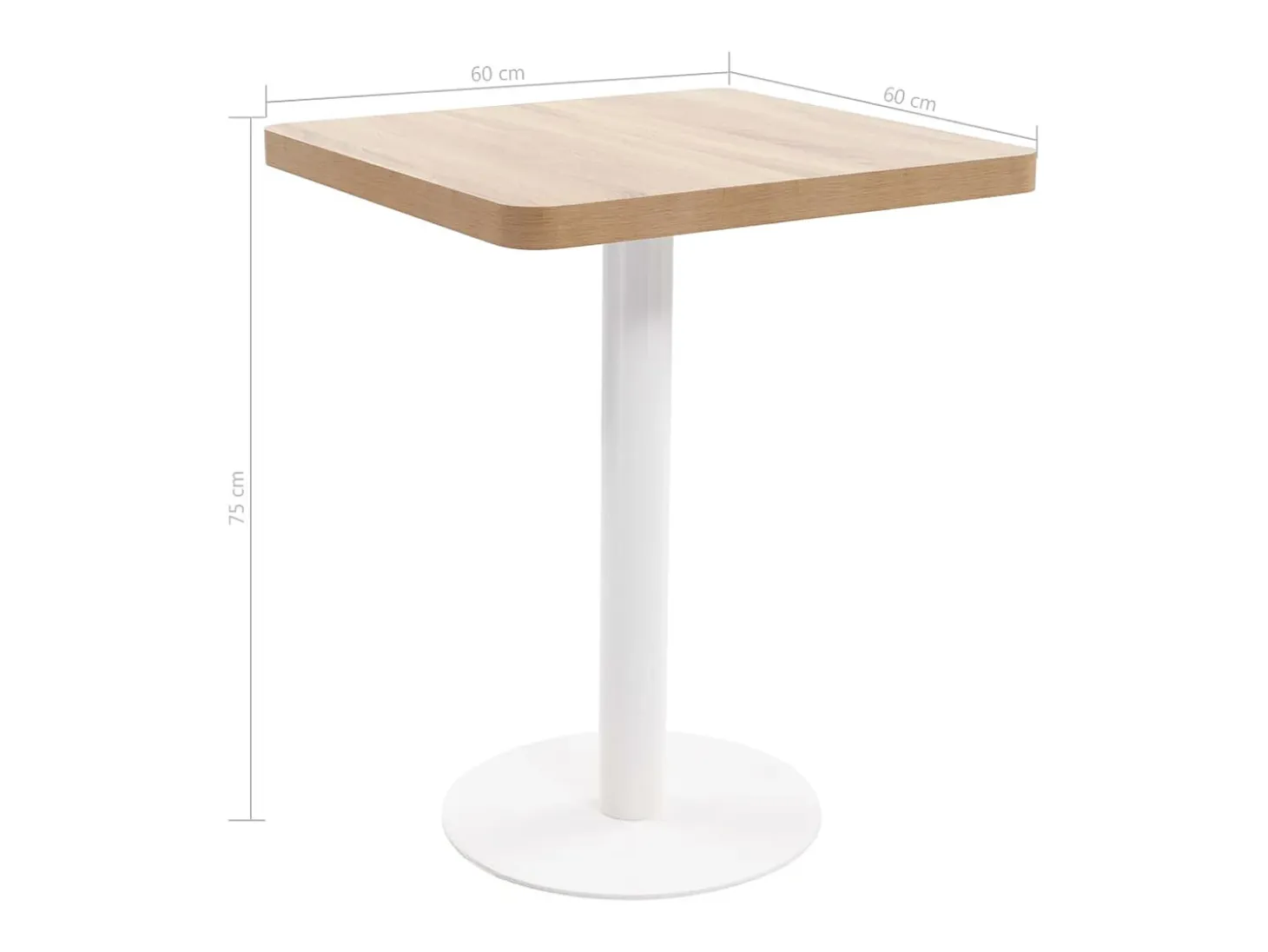 Mesa de bistró MDF marrón claro 60x60 cm