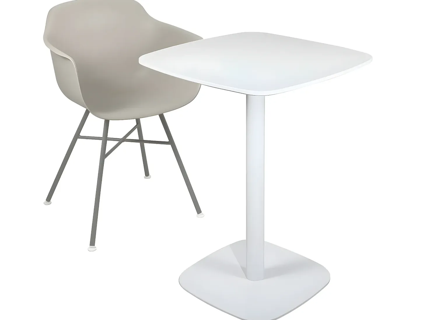 Mesa de bistró para cocina, altura de 75 cm, tablero de 60x60 cm, 1-2 personas, patas de metal SILA (blanco)