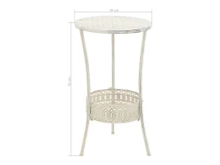 Mesa de bistró redonda de metal estilo vintage, 40 x 70 cm, color blanco