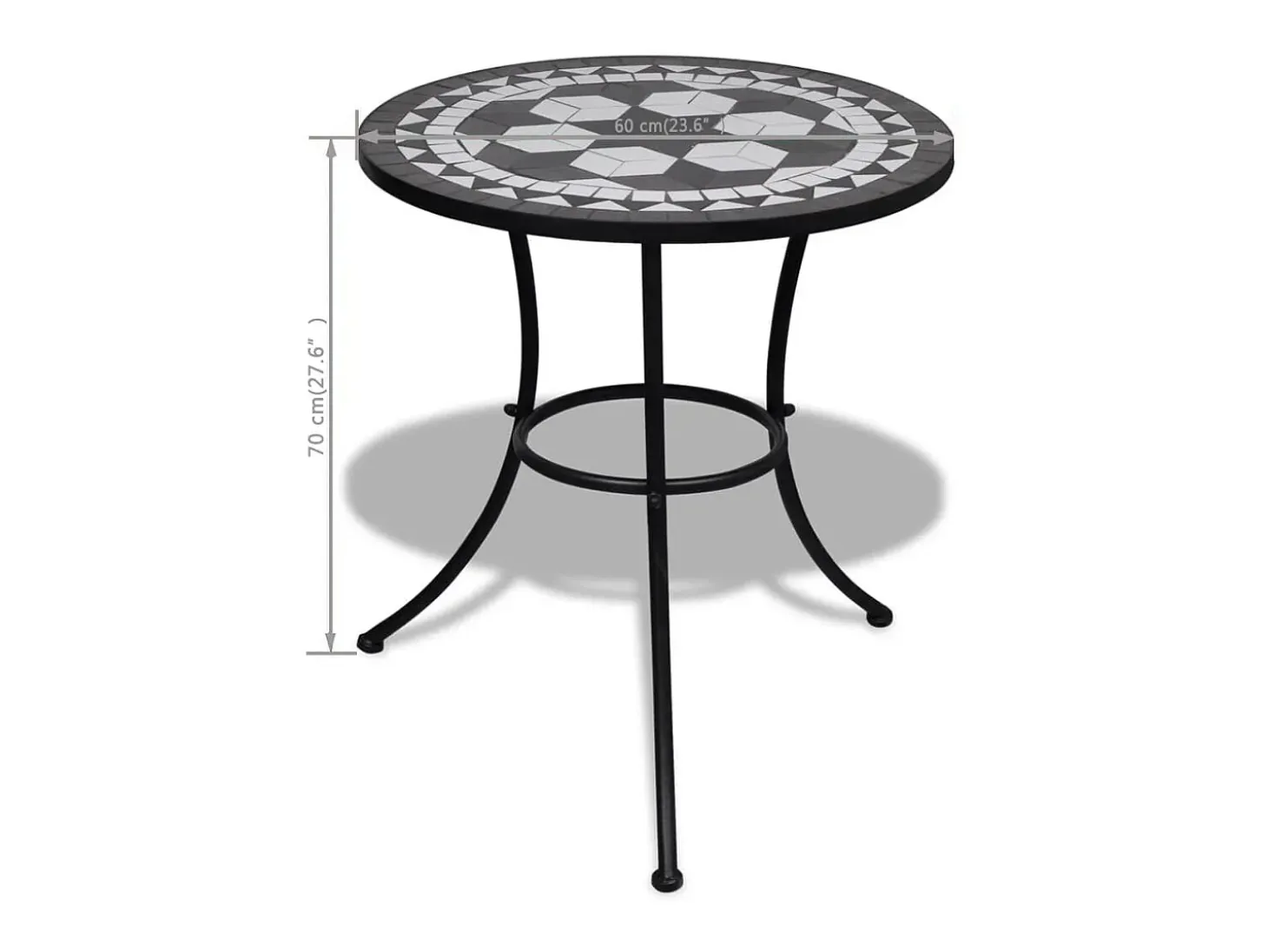 Mesa de bistro terraza mosaico negro y blanco 60 cm ES147966