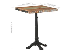 Mesa de bistro 60x60x76 cm Madera maciza recuperada