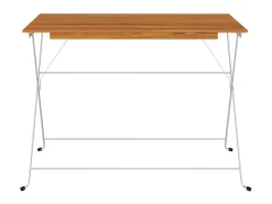 Mesa de cafetería plegable madera acacia y acero 100x54x71 cm ES901057