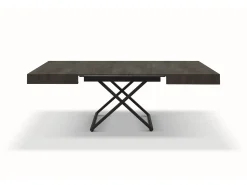 Mesa de centro de madera, acabado acero, base negra, convertible 120x80 - CAMOGLI