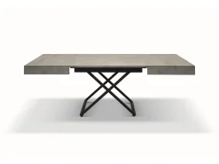 Mesa de centro de madera, acabado gris, base negra, convertible 120x80 - CAMOGLI