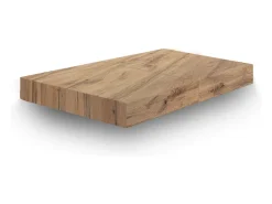 Mesa de centro de madera acabado roble rústico, base negra, convertible 120x80 - CAMOGLI