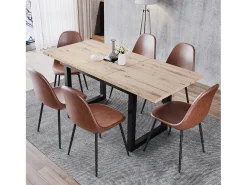 Mesa de centro elevable para 4-6 personas - patas de metal - natural claro (140-180x80x75 cm)