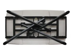 Mesa de cerámica blanca, base de metal negro, extensible 140x90-200x90 cm - BONIFACIO