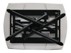 Mesa de cerámica blanca, base de metal negro, extensible 120x88-180x88 cm - BONIFACIO
