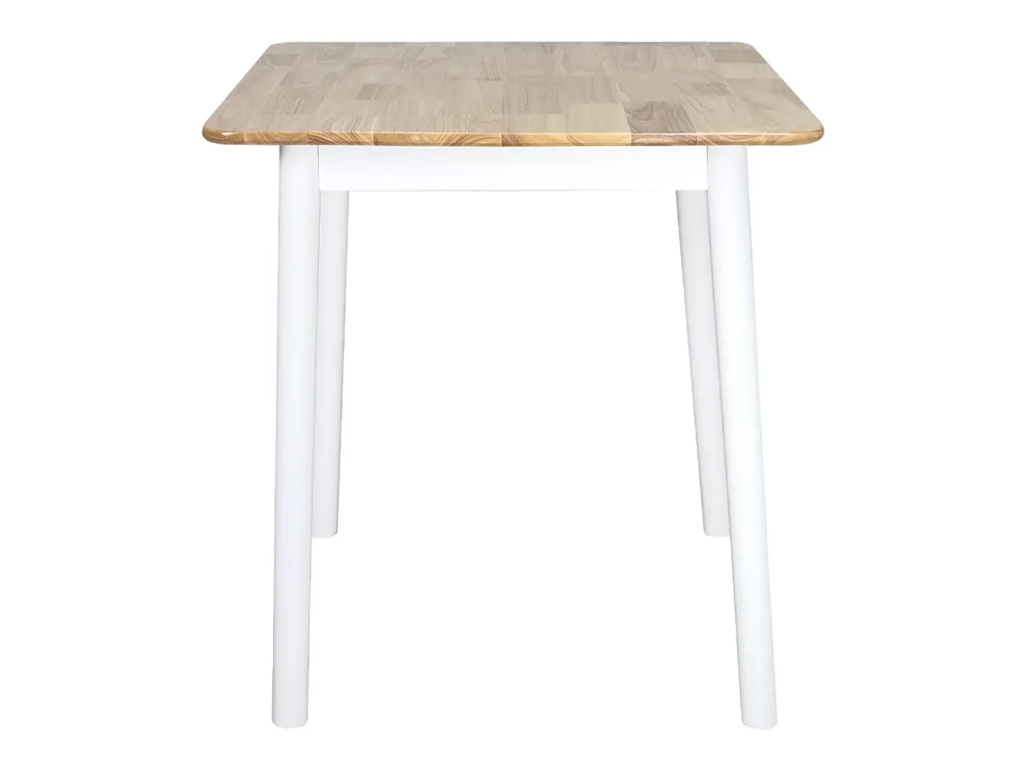 Mesa de cocina cuadrada de madera maciza 75x75 cm, 2 personas, NITA (Madera clara y blanca)