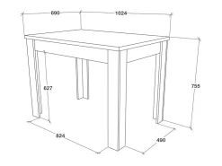 Mesa de cocina haaus Zeta, Roble Artisan, 102 x 69 x 75 cm
