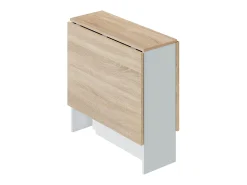 Mesa de Cocina Plegable con Acabado en Color Blanco Artik y Roble Canadian - Dim: 77 cm (Largo) x 31-140 cm (Ancho) x 79 cm (Alto)