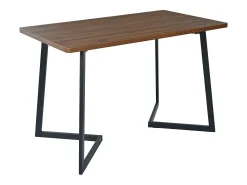 Mesa de comedor - 117 x 68×75 cm, mesa rectangular de madera con patas de metal, color negro/nogal