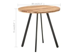 Mesa de comedor 80 cm Madera maciza de acacia