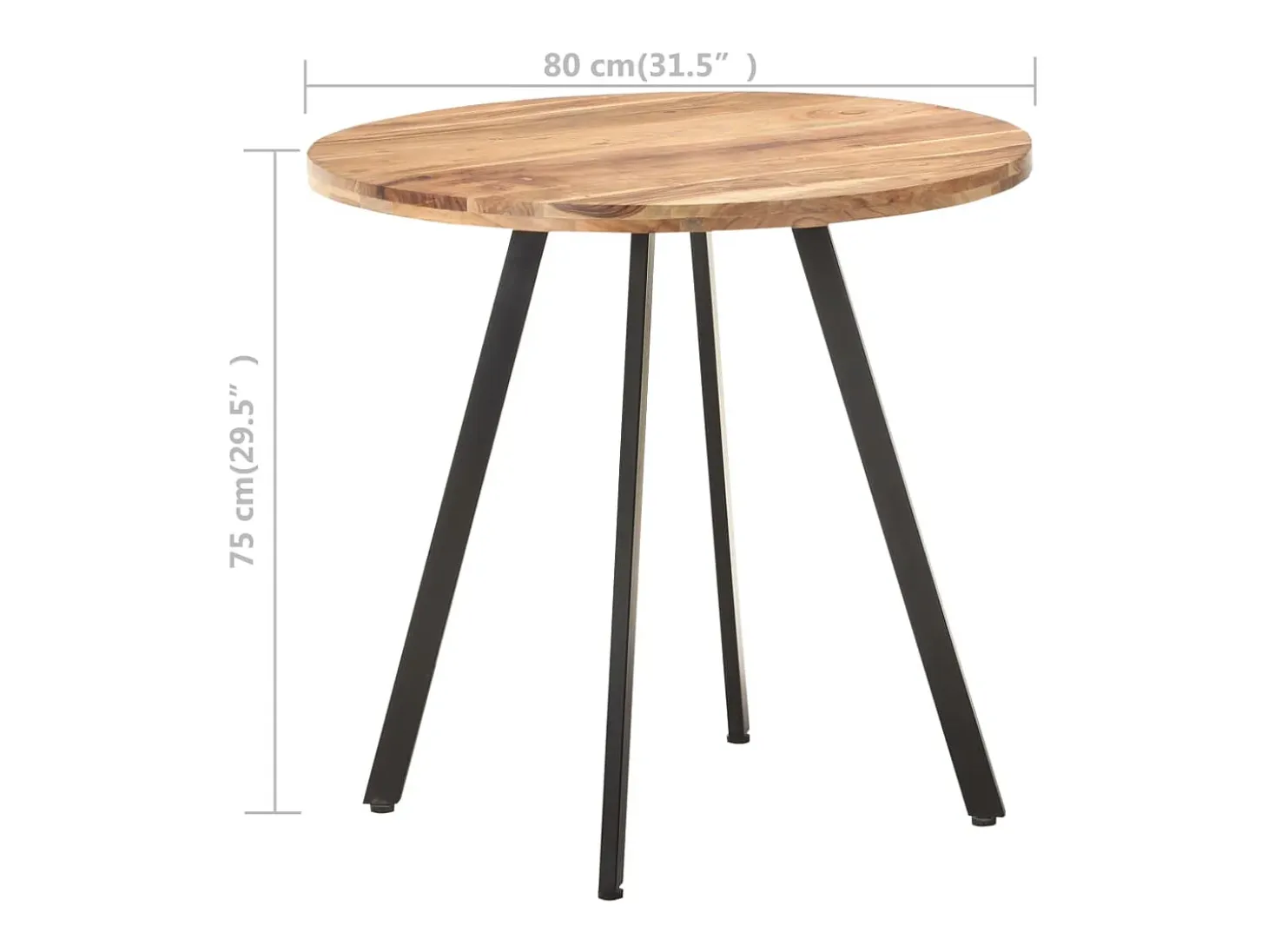 Mesa de comedor 80 cm Madera maciza de acacia