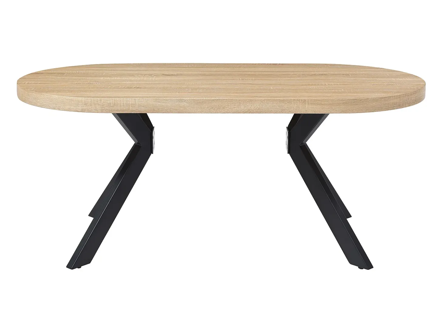 Mesa de comedor 6 personas de MDF y acero - Natural claro y negro - KOMONI