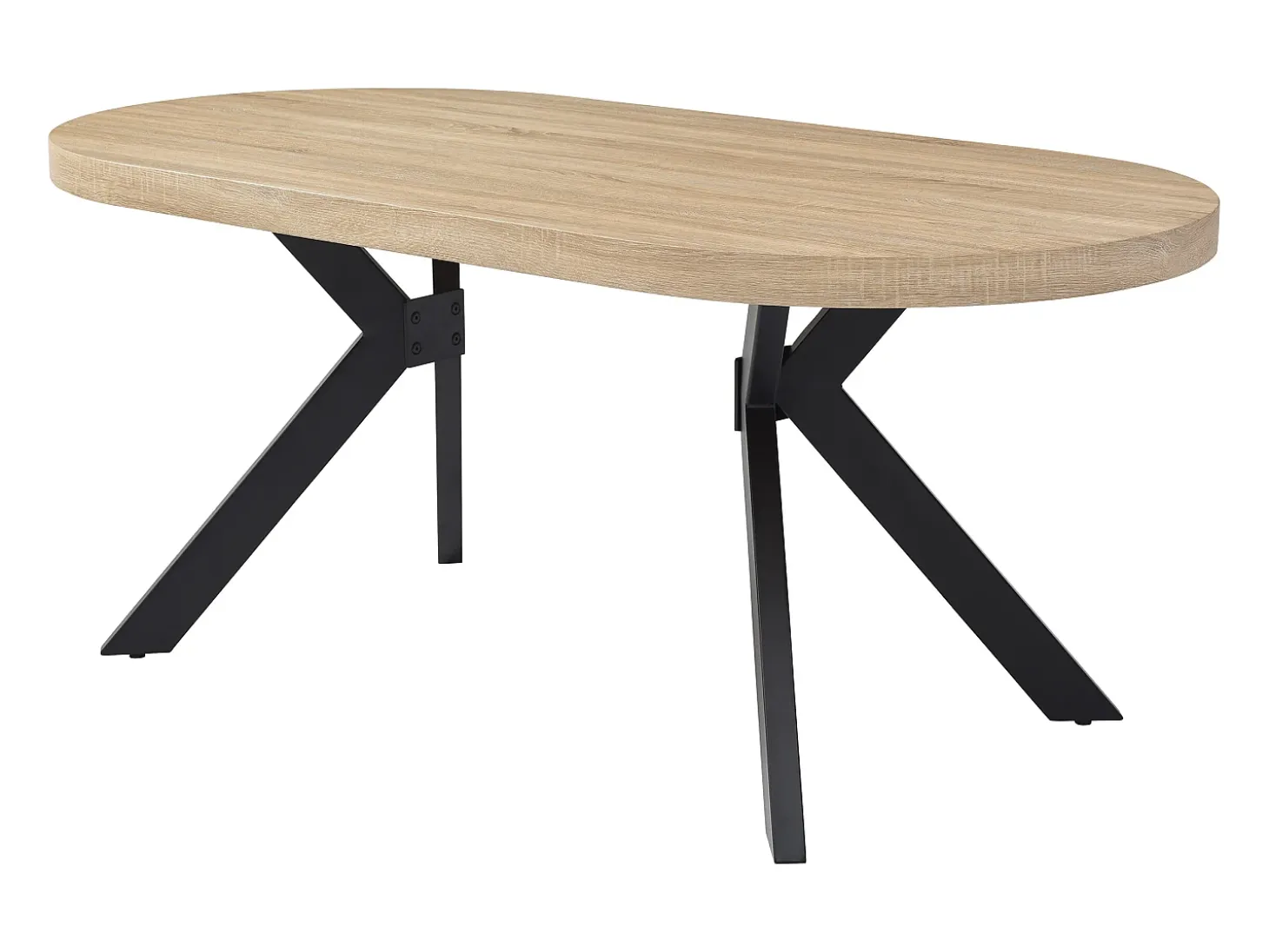 Mesa de comedor 6 personas de MDF y acero - Natural claro y negro - KOMONI