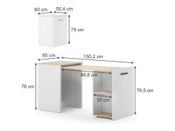 Mesa de comedor roble grisáceo/artesano 60x50.4x78 adam