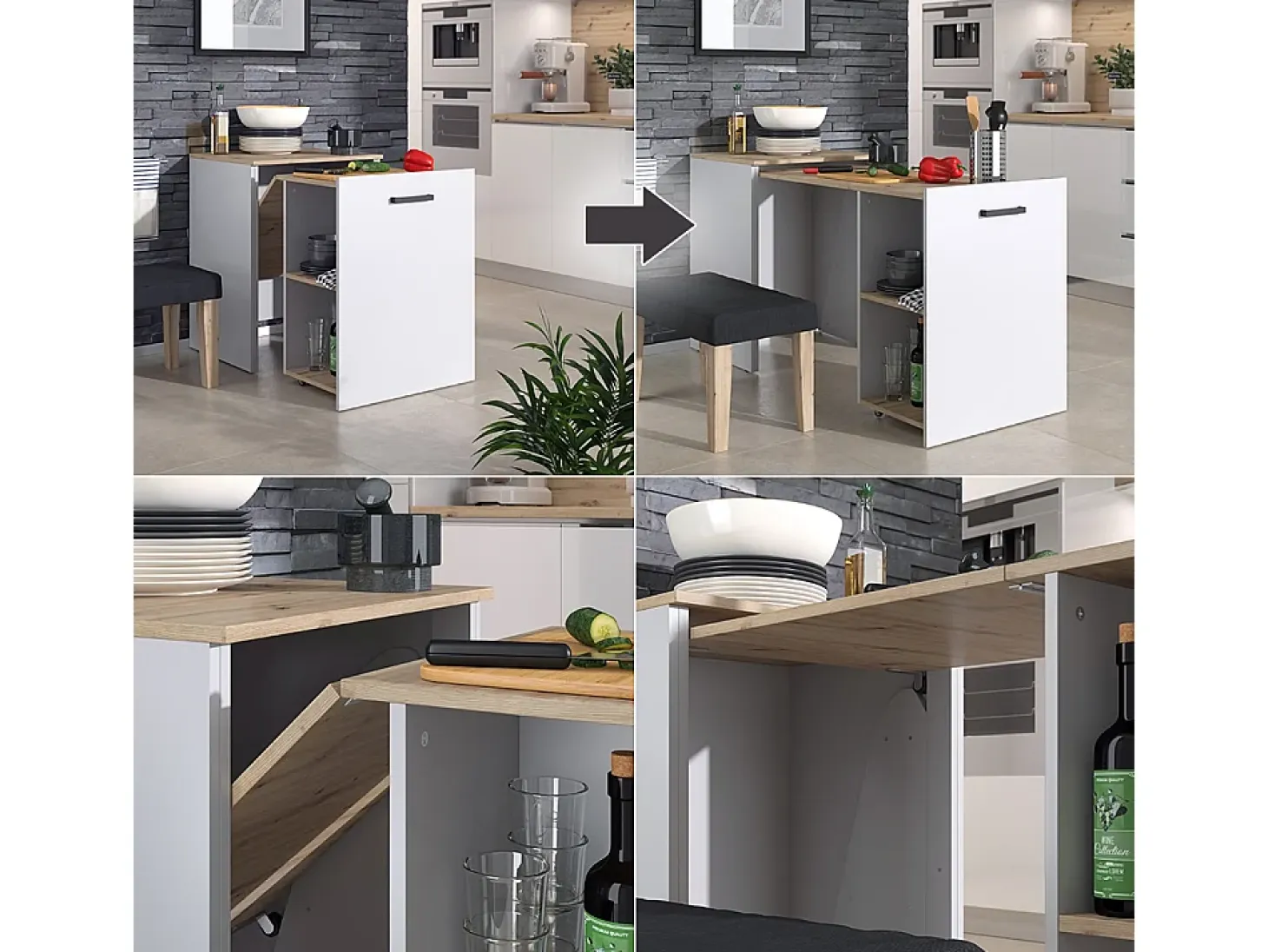 Mesa de comedor roble grisáceo/artesano 60x50.4x78 adam