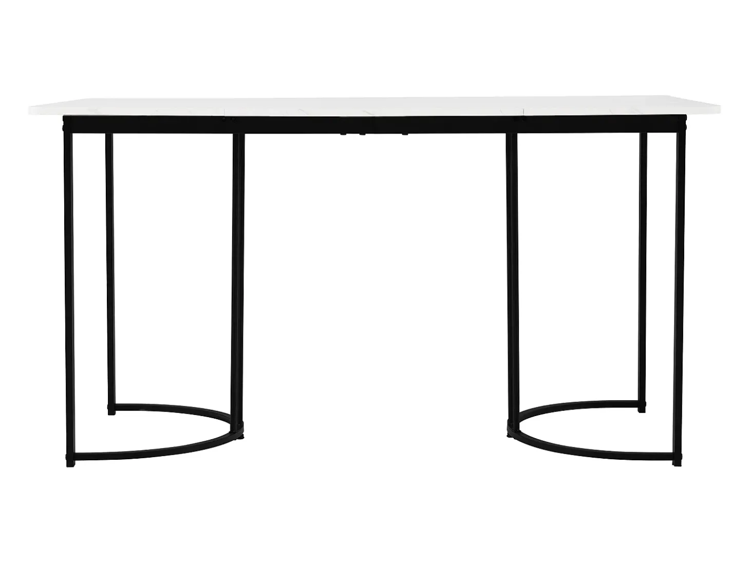 Mesa de comedor 140 x 80 x 75 cm, de metal, rectangular en mármol moderno, patas ajustables, color blanco/negro.