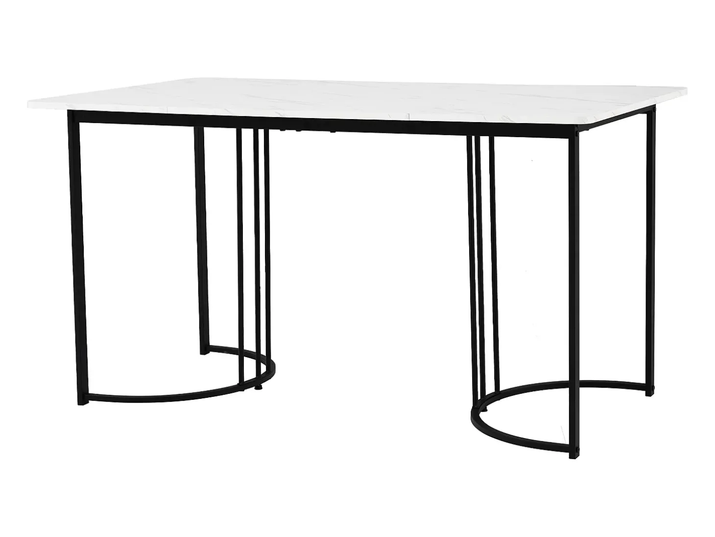 Mesa de comedor 140 x 80 x 75 cm, de metal, rectangular en mármol moderno, patas ajustables, color blanco/negro.