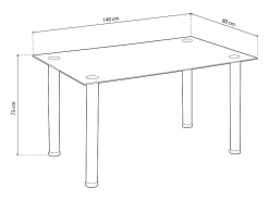 Mesa de comedor Ake Cristal negro - Cromo