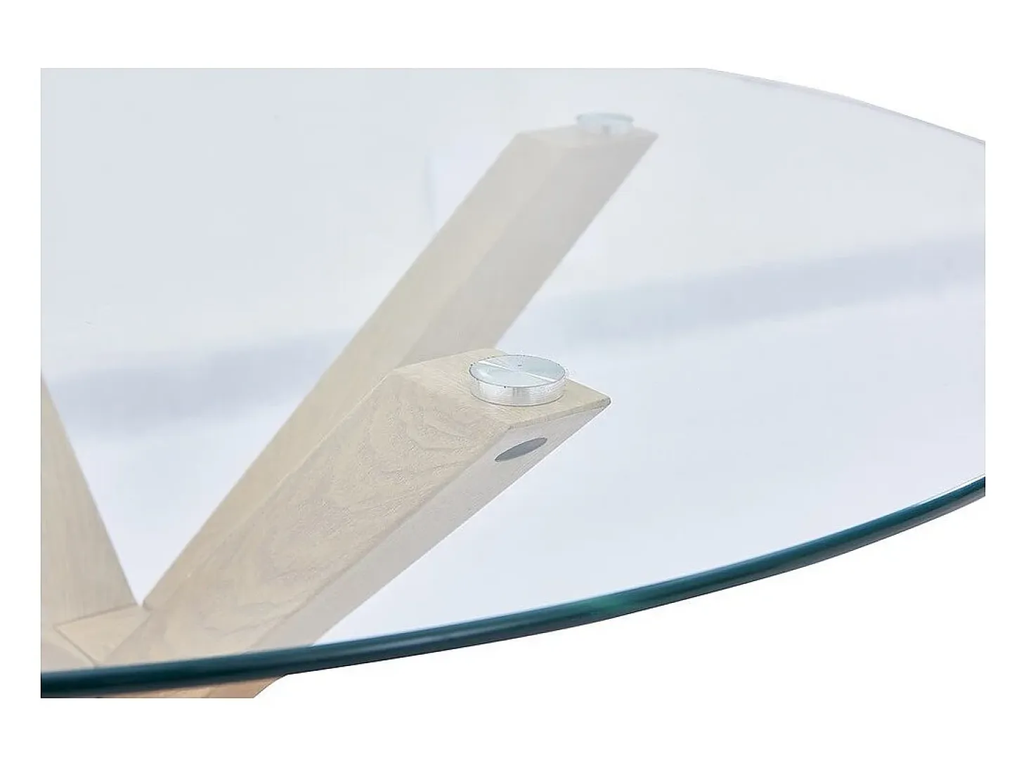 Mesa de comedor ALEX – Redonda 120 cm – Tablero de vidrio templado y patas de metal efecto madera – Estilo moderno