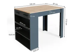 Mesa de comedor antracita/roble dorado 67x100x77.5 repose